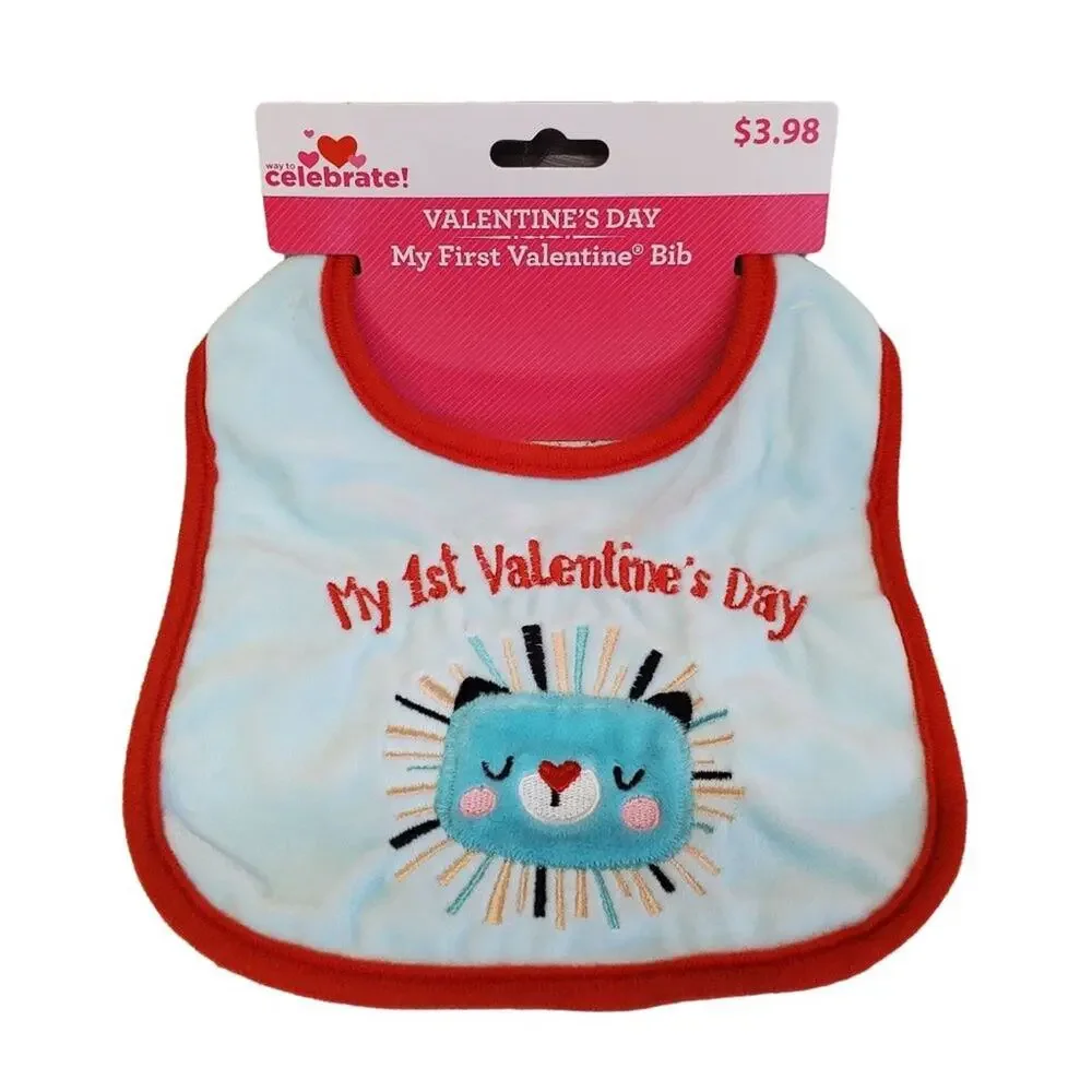 My First Valentines Day Bib Baby Bib My First Valentine Bib in Blue